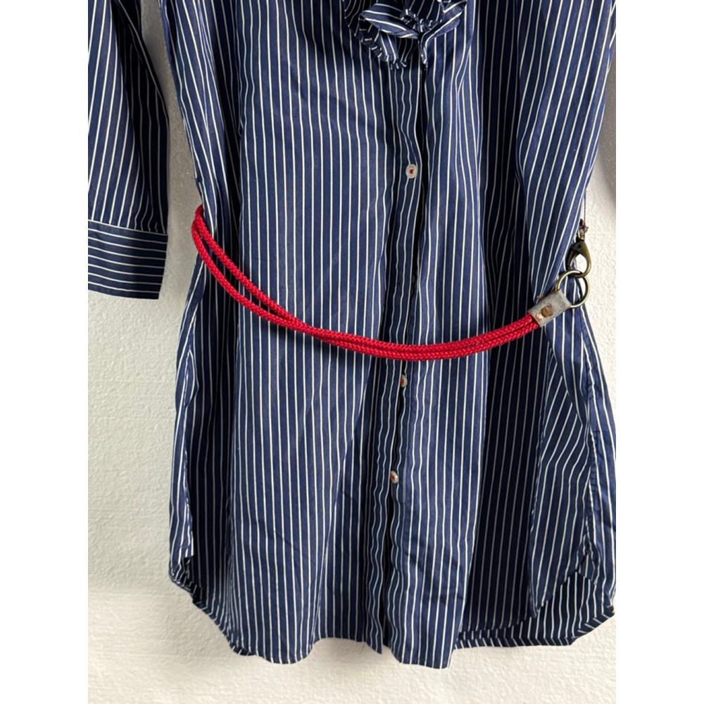 LAUREN JEANS Blue & White Striped Ruffle Button Down Shirt M - Picture 10 of 10